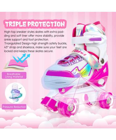 Adjustable Light up Roller Skates for Kids - Black/Pink/Purple - Sizes 10-13C - Ages 4-13 - Buy Online on GoSupps.com