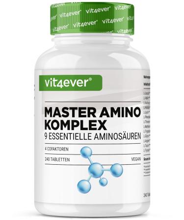 Complexe Master d Acides Amin s - 240 comprim s vegan avec 6000 mg par dose journali re et 13 acides amin s diff rents (y compris BCAA & cofacteurs) - comprim s EAA Pattern