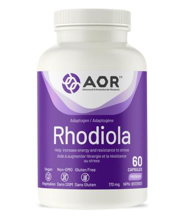AOR Rhodiola 170mg 60 Capsules Premium Rhodiola Rosea Supplement - 1-6% Rosavin & 0.8-3% Salidroside for Adaptogen Support Focus Mental Clarity & Physical Performance Promote Cognitive Function