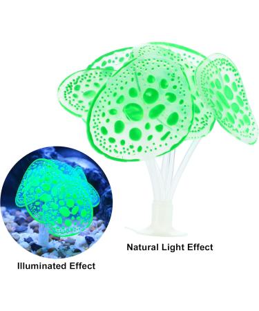 Buy VOCOSTE Silicone Glowing Aquarium Coral with Suction Cup - Lifelike Green Underwater Decor for Fish Tanks - Buy Online on GoSupps.com