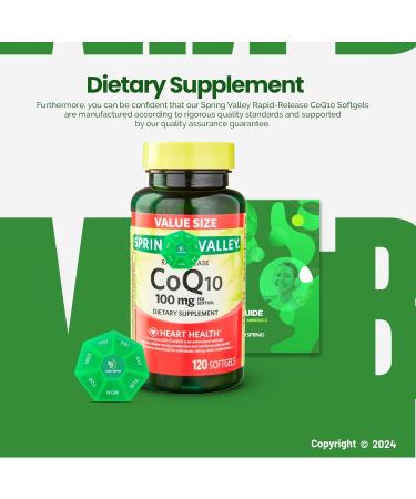 Rapid-Release CoQ10 100 mg - 120 Softgels with Exclusive Vitamins & Minerals Bundle | A to Z Guide & Weekly Pill Organizer - Buy Online on GoSupps.com