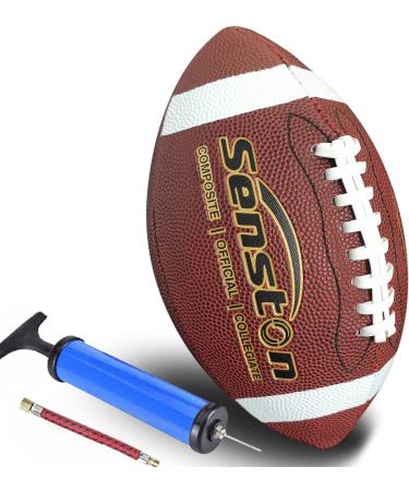 Senston American Football Size 9 Unisex-Youth Durable Composite Leather Soft Touch Football Ball Brown