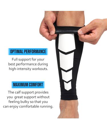 360 RELIEF Compression Calf Sleeves for Fitness Sports - Large Black | Shin Splints, Muscle Cramps Relief | Running, Jogging, Marathon Hiking - 1 Pair with Mesh Laundry Bag - Buy Online on GoSupps.com