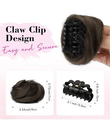 REECHO 2 PCS Mini Claw Clip in Messy & Cat Ears Hair Bun Extensions Wig Accessory Updo Hairpieces for Women Girls (Pack of 2-3.5" Wavy Ash Light Brown) Pack of 2 - 3.5" Wavy Ash Light Brown - Buy Online on GoSupps.com