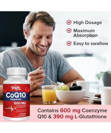 CoQ10 with L-Glutathione 1000mg Capsules - 100% Fermented Coq10 Supplement (3 Pack) High Absorption Super Strength Coenzyme Q10 Antioxidant Supplements Soy-Free Glute-Free Non-GMO Vegan 60 count (Pack of 3) - Buy Online on GoSupps.com