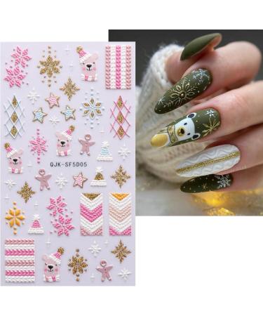JMEOWIO 3D Embossed Christmas Glitter Nail Art Stickers Decals Self-Adhesive 5D Snowflake Xmas Winter Holiday Gold Nail Supplies Nail Art Design Decoration Accessories 4 Sheets - Buy Online on GoSupps.com