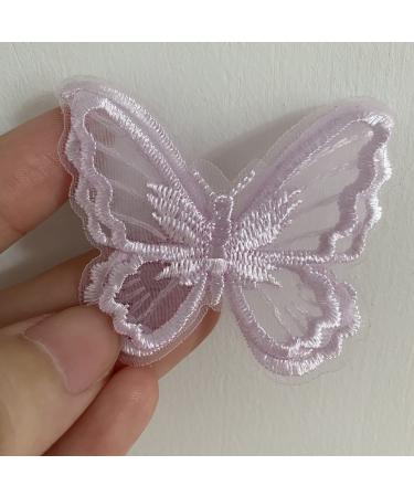 12pcs Butterfly Lace Trim, Double Layers Organza Butterfly Lace Fabric Embroidery Sewing Lace DIY Craft Butterfly Decor Applique Patches for Wedding Bride Hair Accessories Dress Decoration (Purple)