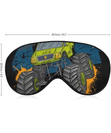 Green Monster Truck Soft Sleep Mask for Women - Cartoon Blackout Eye Mask with Adjustable Straps | Breathable Polyester for Travel Comfort - Buy Online on GoSupps.com