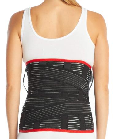 Back Ribbon - Lumbosacral Support Corset - 32cm Elastic Pain Relief Bandage for Sciatica & Kyphosis - Lower Lumbar Support in Black - Buy Online on GoSupps.com