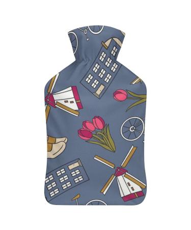 City Hot Water Bottle With Cover Plush Bed Bottle Hand Warmer For Adults And Children 26.5X15.3cm
