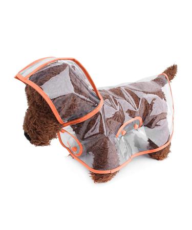 Petcute Hunders coat waterproof pet rain coat with hood transparent PVC breathable dog raincoat with button closure suitable for medium and large dogs XS orange
