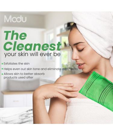 Buy Modu 5 Pcs Korean Exfoliating Mitts - Large Green Bath Washcloths | 9.1 X 6 in - Best for Exfoliation | International Shipping Available - Buy Online on GoSupps.com