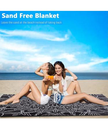 Waterproof Sandproof Oversized Beach Blanket 79x79 - Lightweight Portable Outdoor Mat for Travel, Camping & Vacation - Black Mandala Design - 1-4 Person Size - Buy Online on GoSupps.com