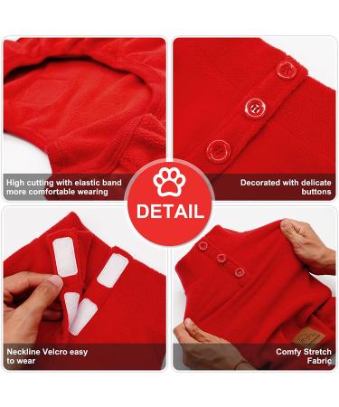 Cyeollo Dog Pajamas - Warm Fleece Thermal Onesie for Small-Medium Dogs | Red Winter Outfits - Buy Online on GoSupps.com