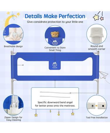 Kevsuvqin Toddler Bed Rail for Queen and King Size Beds - Blue, 78.7 x 30 - 1 Side Guard Rail for Babies and Toddlers - Buy Online on GoSupps.com