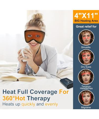 KOVNLO Sinus Relief Mask Moist Washable Electric Heating Pad with 3 Heat & 7 Timer Settings for Sinus Infection Migraine Tension Headache & TMJ Black - Buy Online on GoSupps.com