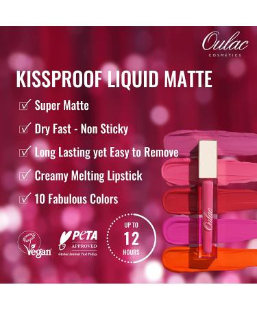 Oulac Matte Liquid Purple Lipstick | Long Lasting, Waterproof Lip Stain | Vegan & Cruelty-Free with Rose Oil | High Pigmented Formula | Light Purple M14 Unpredictable Kiss - Buy Online on GoSupps.com