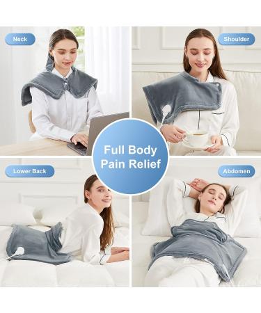 JKMAX 2lb Weighted Heating Pad for Neck and Shoulders - 10 Heat Settings, 3 Timer Settings - Auto-Off - Gifts for Women Men Mom Dad - 17x23 Grey - Buy Online on GoSupps.com