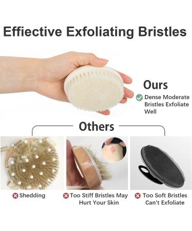 Body Exfoliating Brush for Shower | Anti-Slip Scrubber | Deep Cleansing & Softens Skin | Improves Circulation | Reduces Ingrown Hairs - 1 Pack Cream White - Buy Online on GoSupps.com