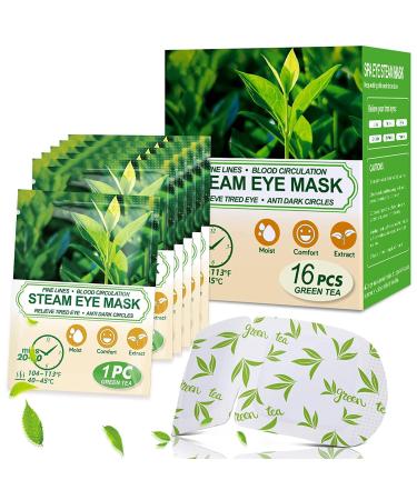 Heated Eye Mask for Fast Relief of Dry Eyes 16Pcs Self Heating Eye Mask Travel Ready Eye Treatment Products for Dry Eye Relief (Green Tea)