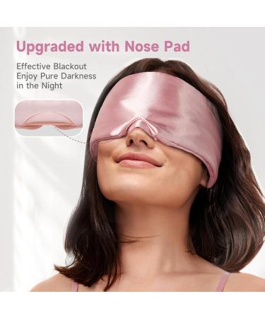 Soft Sleep Mask - Anti-Wrinkle Blackout Eye Mask for Side Sleepers Adjustable Satin Blindfold | Mulberry Silk Eye Cover for Men & Women - Pink - Buy Online on GoSupps.com