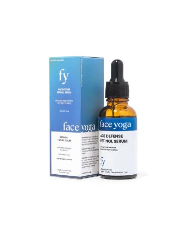 Face Yoga Age Defense Retinol Serum - Anti-Aging Hydrating and Nourishing Formula for Youthful Skin Anti Aging Vegan Face Serum for Wrinkles Fine Lines Dark Spots Acne Scars