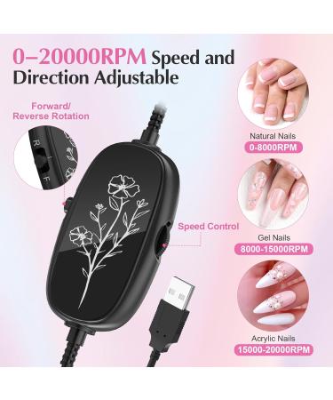 JIASHENG USB Electric Nail Drill | Portable Electric Nail File for Acrylic & Gel Nails | Professional Manicure & Pedicure Kit | Pink - Perfect for Home & Salon Use - Buy Online on GoSupps.com