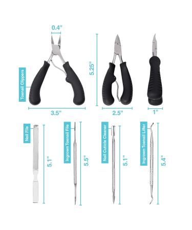 ZenToes Professional Pedicure Tools Set - Stainless Steel Files, Toenail Clippers, Ingrown Toenail Lifter, Cuticle Cleaner with Storage Case - Buy Online on GoSupps.com