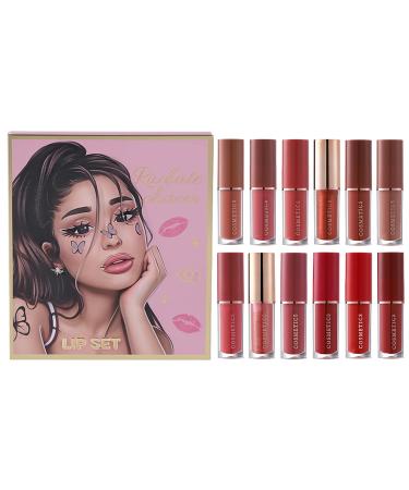 Coffret de Rouge L vres - 12 Pi ces Kit de Maquillage pour L vres Longue Tenue - Kit de Rouge Mat pour Maquillage - pour Voyage Sc ne Rendez-vous R union Vacances