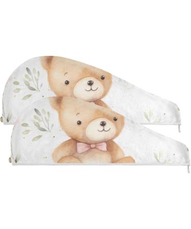 Buy Bear Plants Hair Towel 2 Pack - Super Absorbent Quick Dry Hair Turbans for Women & Girls - Ideal Hair Drying Solution - Buy Online on GoSupps.com