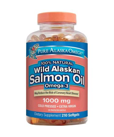 Pure Alaska 1000mg Omega-3 Wild Alaskan Salmon Oil Softgels-210 210 Count (Pack of 1)
