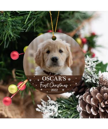 Personalized Dog's First Christmas Photo Ornament | Custom Pet Memorial Gift 2022 - Buy Online on GoSupps.com
