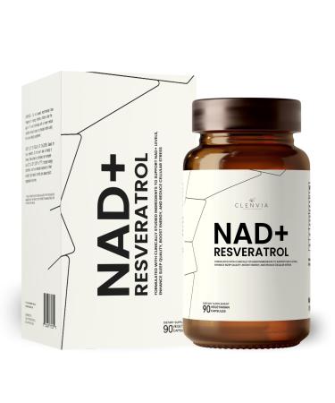 NAD+ Supplement with Resveratrol 900mg Advanced NAD+ Complex 500mg Nicotinamide Riboside, 150mg Quercetin Phytosome, 150mg Trans-Resveratrol 90 Vegan Capsules USA Made, Third-Party Tested