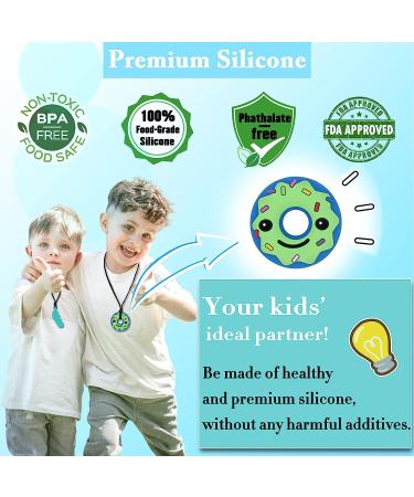 Sensory Chew Necklaces - 5PCS Silicone Chewy Necklace Set for Boys, Girls, and Adults with ADHD, SPD, Autism - Anxiety and Stress Relief - Buy Online on GoSupps.com
