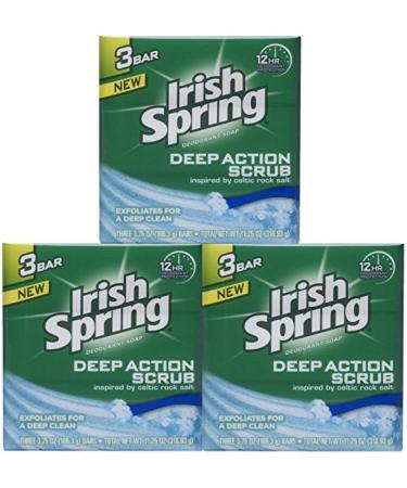 Irish Spring Deep Action Scrub Bar Soap 3 Pack - Invigorating Cleanse - Buy Online on GoSupps.com