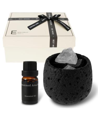Passive Essential Oil Diffuser Crystal Non-Electric Diffuser for Essential Oils Portable Aroma Diffuser Decorative Fragrance Diffuser Great for Home Desk Bedroom Office Bathroom 3.6 x 2.8 in (Black)