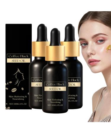 WRANBAO Black Kummel Facial Oil AntiAging Moisturizing Oil to Reduce Wrinkles and Fine Lines Coffee Serum Oils Moisturizing Light NonGreasy for Face and Body Pack of 3 Pack of 3