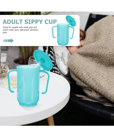DOITOOL Adult Sippy Cup with Straw | Spill Proof Elderly Care Cup (Blue) - Buy Online on GoSupps.com