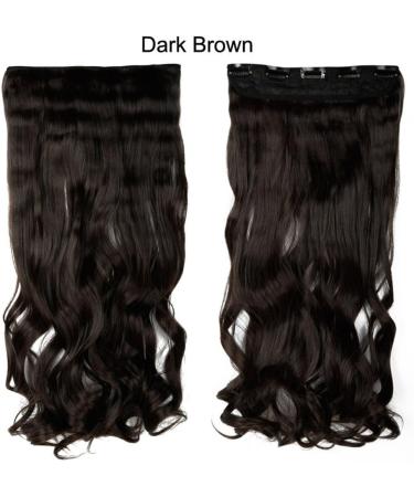 17 Inch One Piece Clip In Hair Extensions Curly Hairpieces 5 Clips Wavy Synthetic For Women Ladies - Dark Brown(43cm-120g) - Buy Online on GoSupps.com