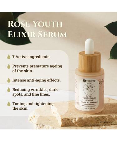 Ecodrop Matrixyl 3000 & Hyaluronic Acid Serum - 30ml | Powerful & Advanced Rose-Scented Daily Anti-Ageing & Anti-Wrinkle Facial Skin Repair Treatment with Vitamin C | Vegan & Cruelty-Free Skincare - Buy Online on GoSupps.com