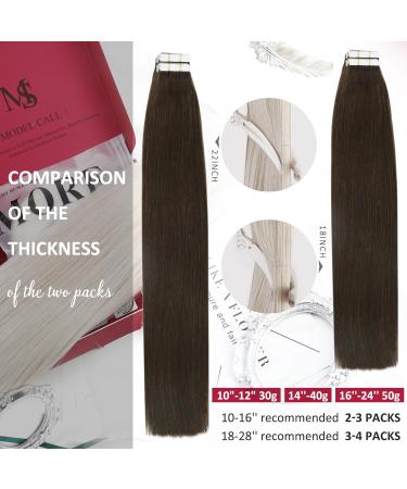 Moresoo Invisible Tape Extensions - Real Hair 60cm | Dark Brown #4 Tape In Hair Extensions - 20 Pieces/50g Remy Real Hair - Buy Online on GoSupps.com