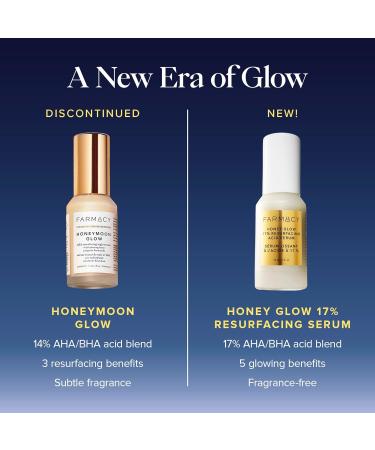 Farmacy Honey Glow 17% AHA & BHA Resurfacing Night Serum - Facial Serum with Hyaluronic Acid - Reduces Fine Lines & Pores - Buy Online on GoSupps.com