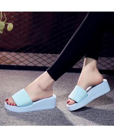 Buy XTZYGLFD Summer Sandals & Women Slippers - Casual Bohemian Beach Wedges & Stiletto Sandals in Light Blue (5 UK) - International Shipping Available - Buy Online on GoSupps.com