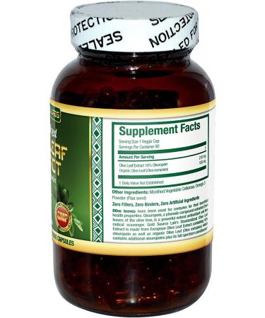 Organic Olive Leaf Extract Capsules 400mg - Immune Health Supplement with Standardized Oleuropein Extract - 90 Vegetarian Capsules - Buy Online on GoSupps.com