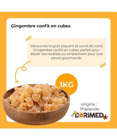 Candied ginger 1 kg in cubes ginger of natural origin Pieces of ginger dehydrated with cane sugar IDEAL for recipes resealable bag - Buy Online on GoSupps.com