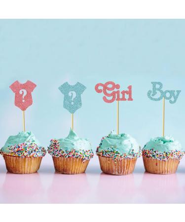 24Pcs Gender Reveal Cupcake Toppers Boy or Girl Glitter Cupcake Picks Kids Birthday Party Decors Baby Shower Party Decoration Supplies B-boy Or Girl - Buy Online on GoSupps.com