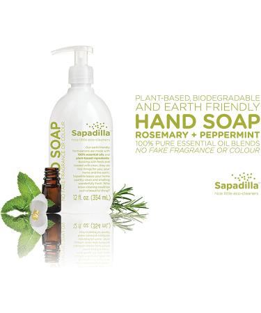 Sapadilla Rosemary + Peppermint Biodegradable Hand Soap - 12 oz Pump - Eco-Friendly & Refreshing - Buy Online on GoSupps.com