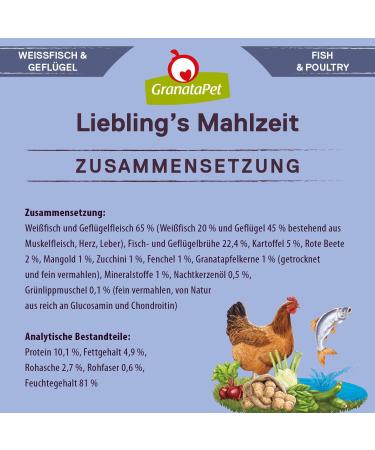 Granatapet Darling's Meal Fish & Poultry - Grain-Free Wet Dog Food (6 x 400g) | Healthy Sugar-Free Single Feed for Dogs - Buy Online on GoSupps.com