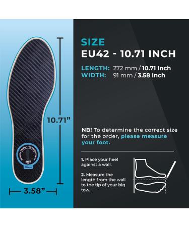 Premium Carbon Fiber Insoles with Wool Unisex Shoe Inserts for Comfort | ESTCARBON Men's 10-10.5 & Women's 11-11.5 - Buy Online on GoSupps.com