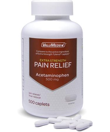ValuMeds Acetaminophen 500mg Caplets - Extra Strength Pain Relief (500 Count) - Buy Online on GoSupps.com